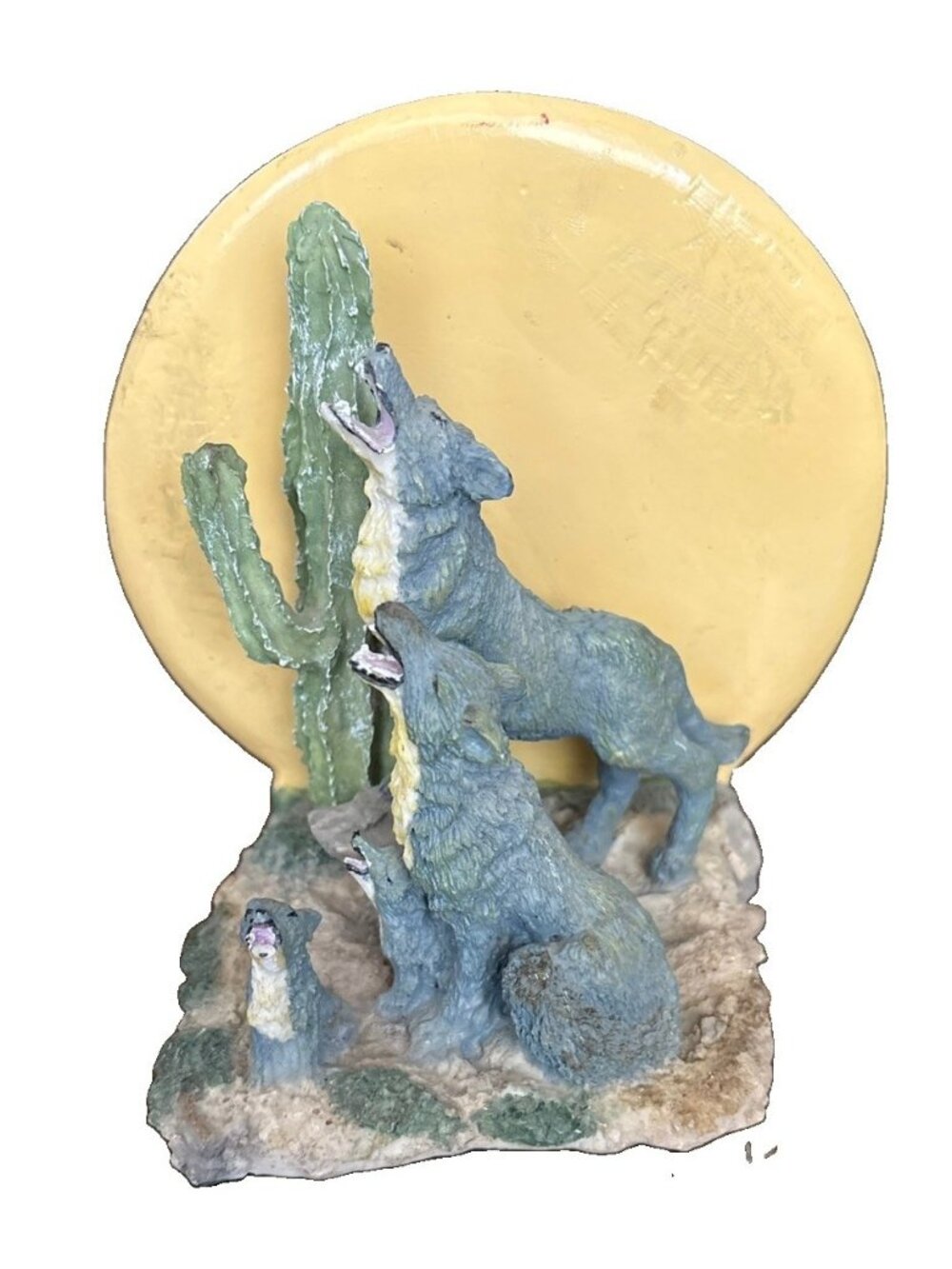 Howling Desert Wolves Wolf Family Sun Statue 4x4x7 inches